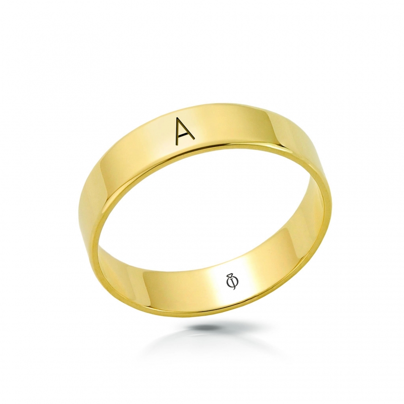 Ring złoty z literą A