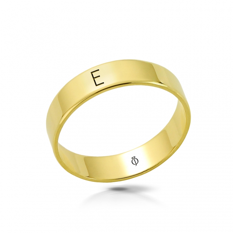 Ring złoty z literą E